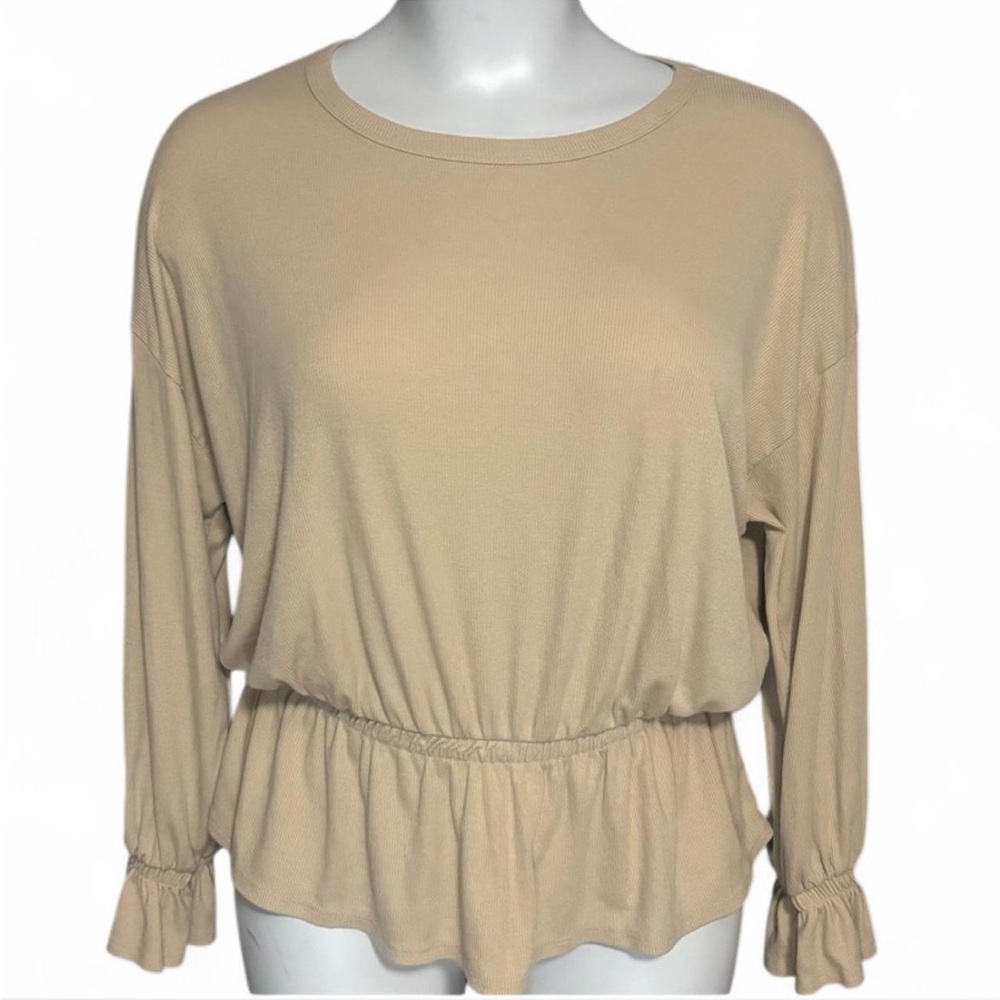 Bibi Women's Knit Elastic Waist/Cuff Long Sleeve Top